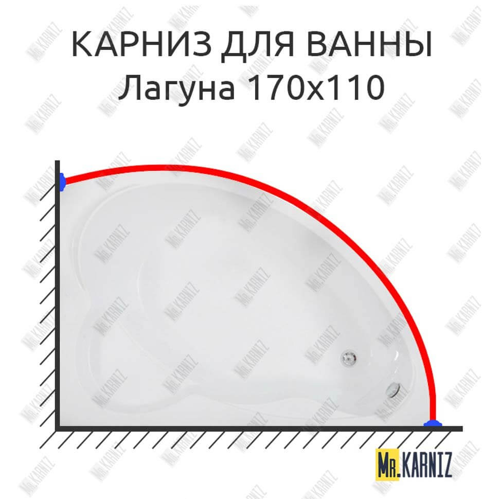 Карниз для ванны Bas Лагуна 170х110 Усиленный 25 мм MrKARNIZ