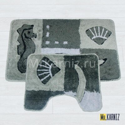 Комплект ковриков для ванной и туалета Морской серый