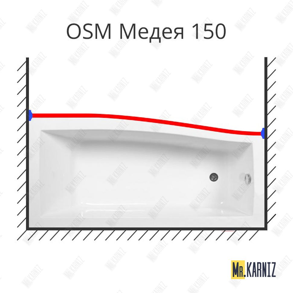 Карниз для ванны Osm Медея Передний борт 150х78 Усиленный 25 мм MrKARNIZ Карниз для ванны Osm Медея Передний борт 150х78 Усиленный 25 мм MrKARNIZ